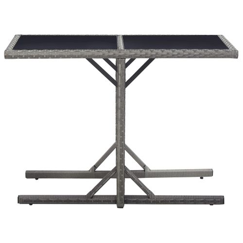 Table De Jardin Anthracite 110x53x72 Cm Verre Et Résine Tressée