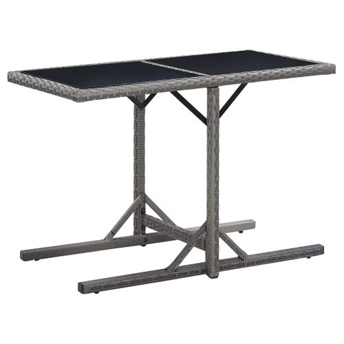 Table De Jardin Anthracite 110x53x72 Cm Verre Et Résine Tressée