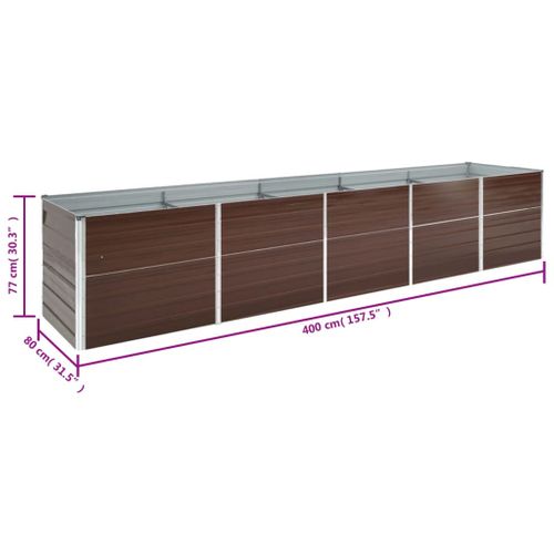 Jardinière De Jardin Acier Galvanisé 400x80x77 Cm Marron