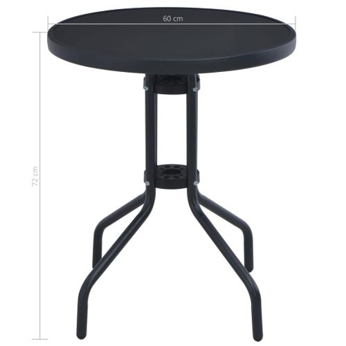 Table De Jardin Noir 60 Cm Acier Et Verre