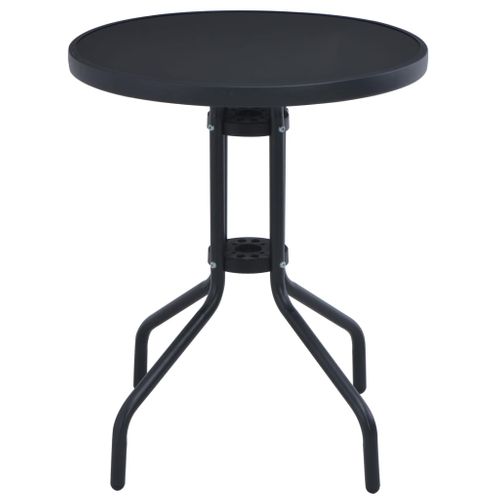 Table De Jardin Noir 80 Cm Acier Et Verre