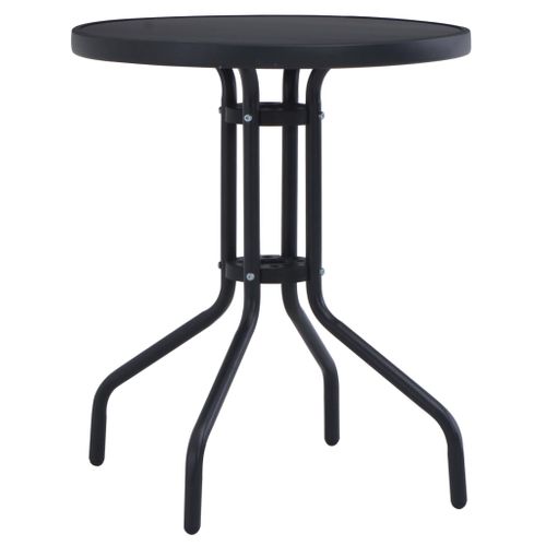 Table De Jardin Noir 80 Cm Acier Et Verre