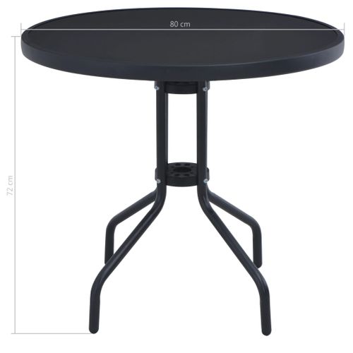 Table De Jardin Noir 80 Cm Acier Et Verre