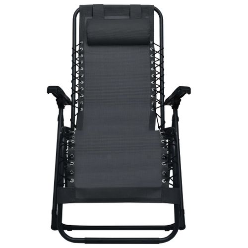 Chaise Pliable De Terrasse Noir Textilène