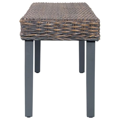Banc 110 Cm Gris Rotin Naturel Kubu Et Bois D'acajou Massif
