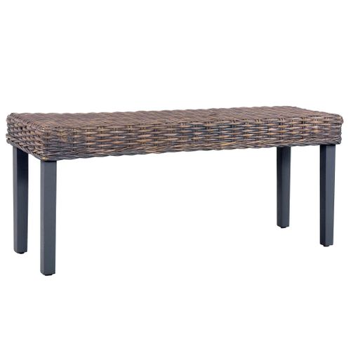 Banc 110 Cm Gris Rotin Naturel Kubu Et Bois D'acajou Massif