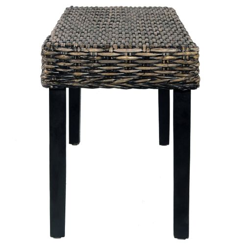 Banc 110 Cm Noir Rotin Naturel Kubu Et Bois D'acajou Massif