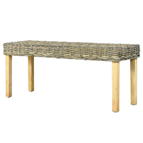 Banc 110 Cm Rotin Naturel Kubu Et Bois D'acajou Massif