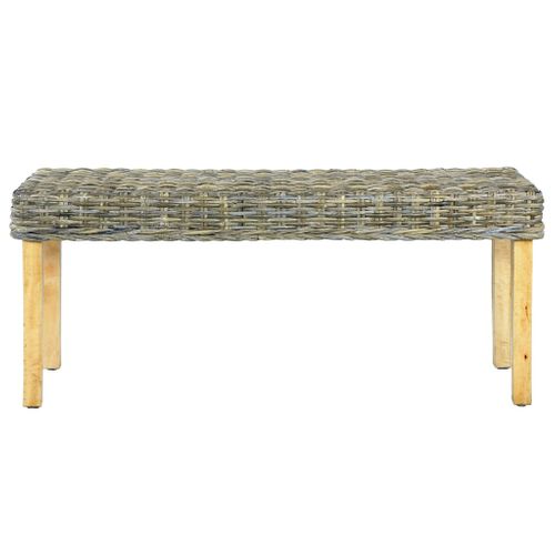 Banc 110 Cm Rotin Naturel Kubu Et Bois D'acajou Massif
