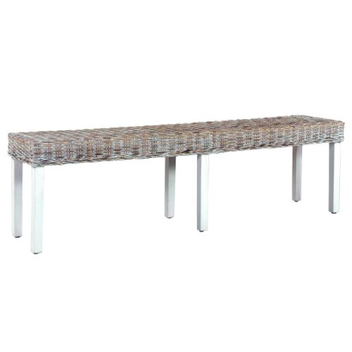 Banc 160 Cm Blanc Rotin Naturel Kubu Et Bois De Manguier Massif