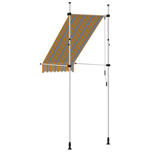 Auvent Rétractable Manuel 100 Cm Rayures Jaunes Et Bleues