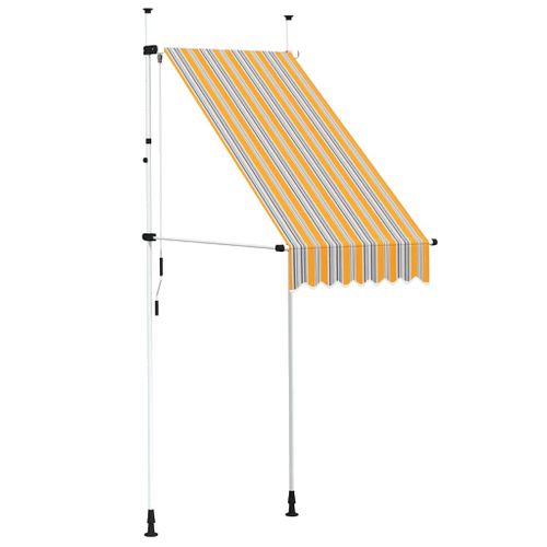 Auvent Rétractable Manuel 100 Cm Rayures Jaunes Et Bleues