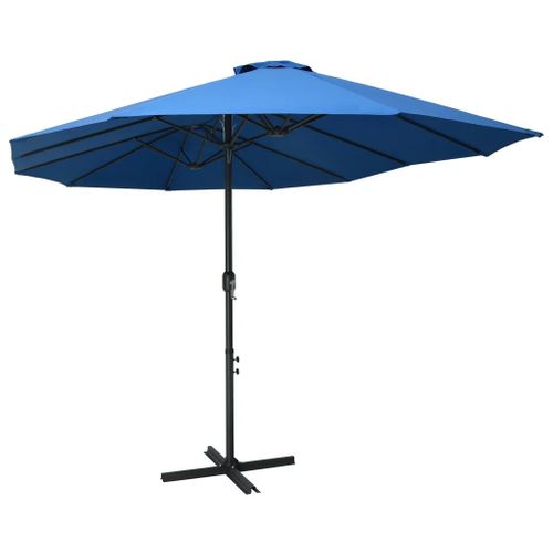 Parasol à Double Toit Droit - 460x270 Cm - Bleu
