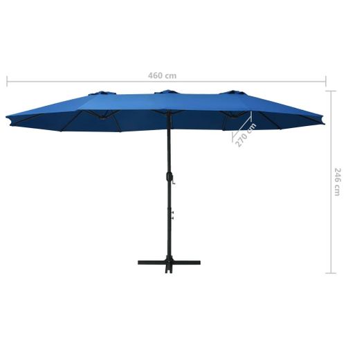 Parasol à Double Toit Droit - 460x270 Cm - Bleu