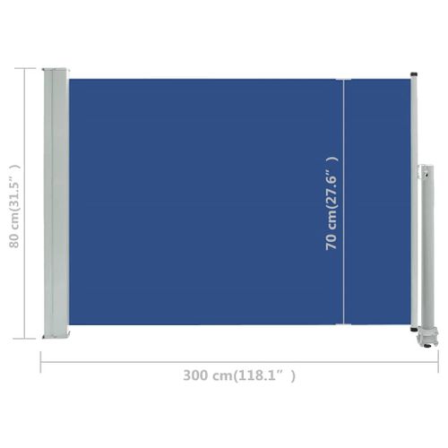 Auvent Latéral Rétractable De Patio 80x300 Cm Bleu