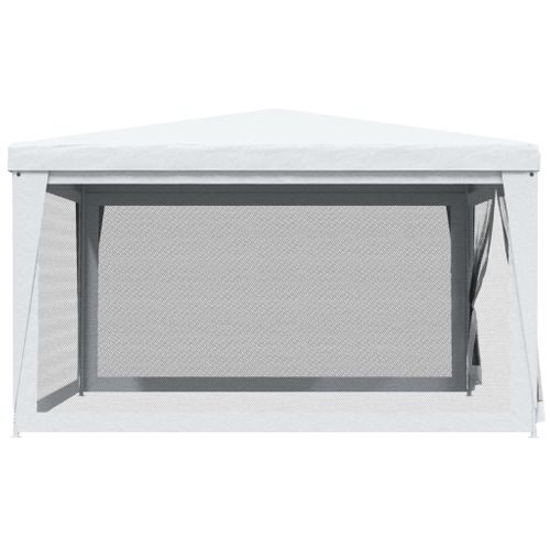 Tente De Réception Avec 4 Parois Latérales En Maille 4x4m Blanc