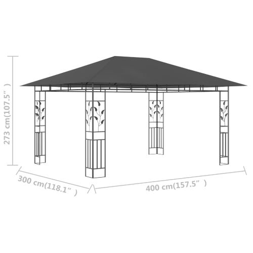 Belvédère Avec Moustiquaire 4x3x2,73 M Anthracite 180 G/m²