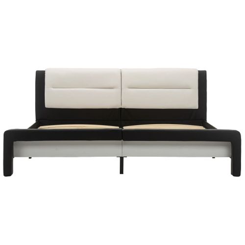 Cadre De Lit Noir Et Blanc Similicuir 120 X 200 Cm