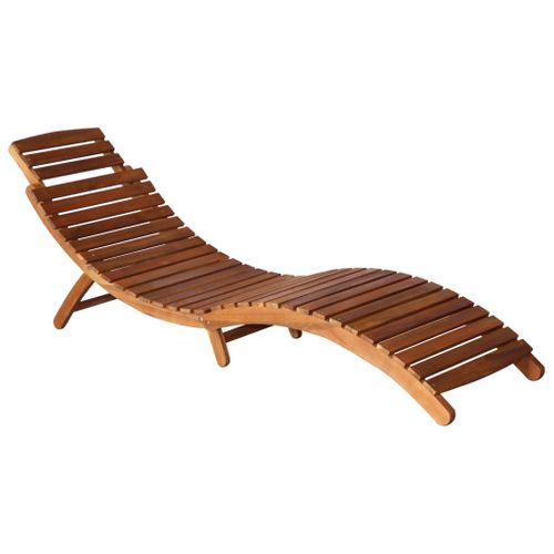 Chaise Longue Avec Table Bois D'acacia Massif Marron