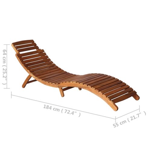Chaise Longue Avec Table Bois D'acacia Massif Marron