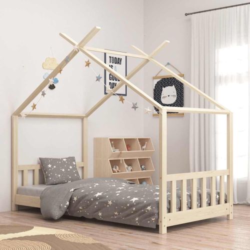 Lit cabane enfant Bois De Pin Massif 70x140 Cm