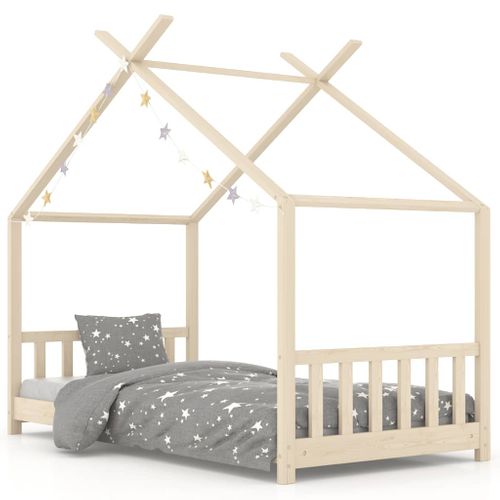 Lit cabane enfant Bois De Pin Massif 70x140 Cm