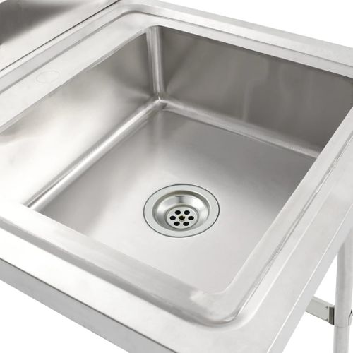 Évier De Cuisine Inox 1 Bac Avec Dosseret 60x60x98 Cm Et Accessoires