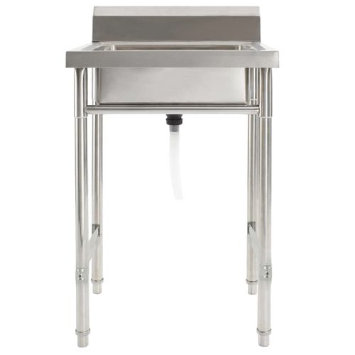 Évier De Cuisine Inox 1 Bac Avec Dosseret 60x60x98 Cm Et Accessoires