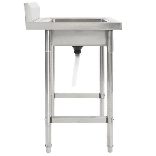 Évier De Cuisine Inox 1 Bac Avec Dosseret 60x60x98 Cm Et Accessoires