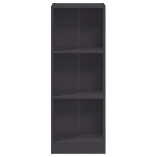 Bibliothèque à 3 Niveaux Gris 40x24x109 Cm Bois Contreplaqué