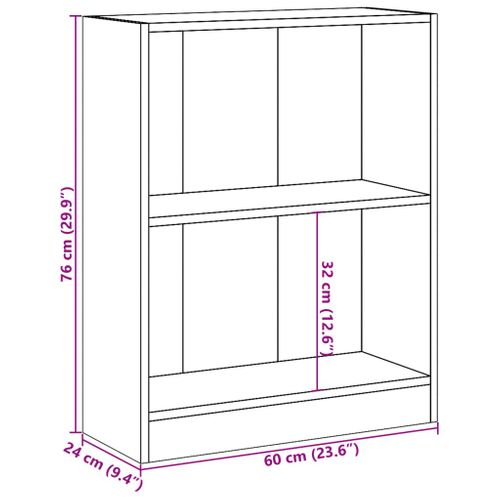 Bibliothèque Chêne Sonoma 60x24x76 Cm Bois Contreplaqué