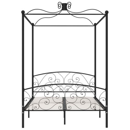 Cadre De Lit à Baldaquin Sans Matelas Noir Métal 120x200 Cm