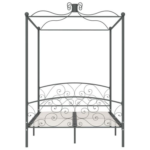 Cadre De Lit à Baldaquin Sans Matelas Gris Métal 120x200 Cm