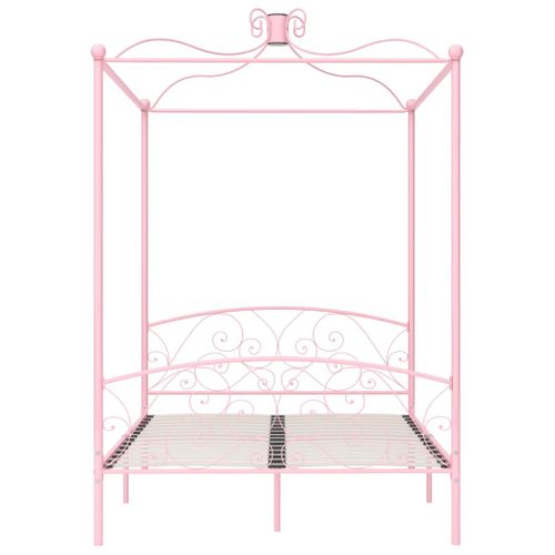 Cadre De Lit à Baldaquin Sans Matelas Rose Métal 120x200 Cm