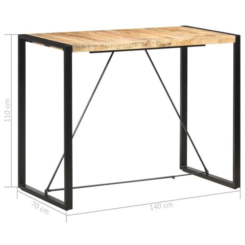 Table De Bar 140x70x110 Cm Bois De Manguier Massif