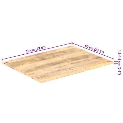 Dessus De Table Bois De Manguier Solide 15-16 Mm 70x60 Cm