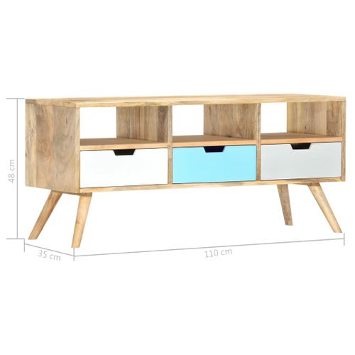 Meuble TV 110x35x48 Cm Bois De Manguier Massif
