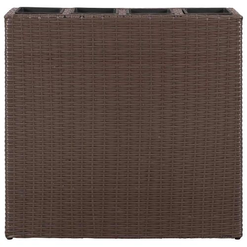 Lits Surélevés De Jardin Et 4 Pots 2 Pièces Résine Tressée Marron