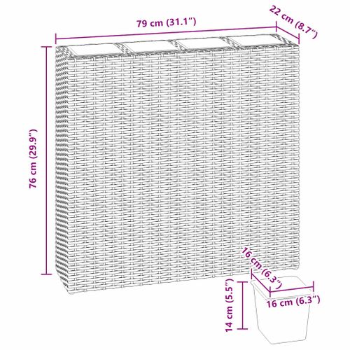Lits Surélevés De Jardin Et 4 Pots 2 Pièces Résine Tressée Marron