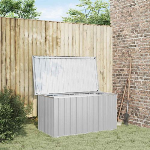 Coffre De Rangement Jardin Gris 129x67x65 Cm Acier Galvanisé