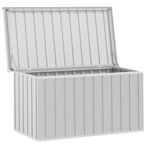Coffre De Rangement Jardin Gris 129x67x65 Cm Acier Galvanisé