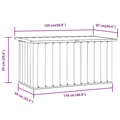 Coffre De Rangement Jardin Gris 129x67x65 Cm Acier Galvanisé