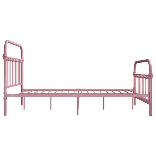 Cadre De Lit Sans Matelas Rose Métal 120x200 Cm