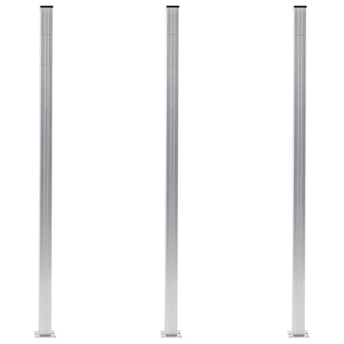 Poteaux De Clôture 3 PCs Aluminium 185 Cm