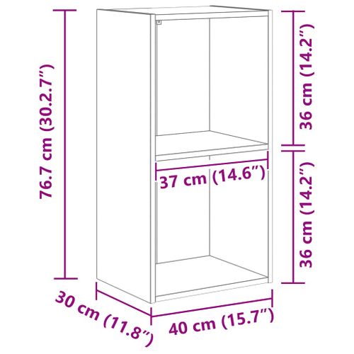 Bibliothèque à 2 Niveaux Gris Béton Bois Contreplaqué