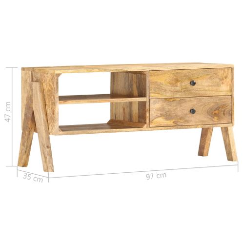 Meuble TV 97 X 35 X 47 Cm Bois De Manguier Massif