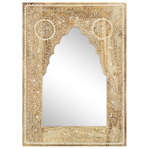 Miroir Peint à La Main 40x55 Cm Bois De Manguier Solide