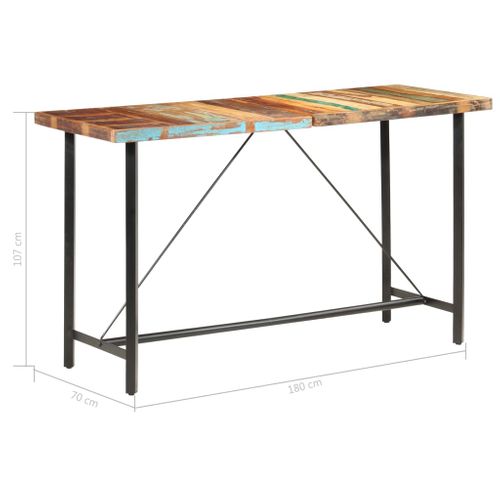 Table De Bar 180x70x107 Cm Bois De Récupération Solide
