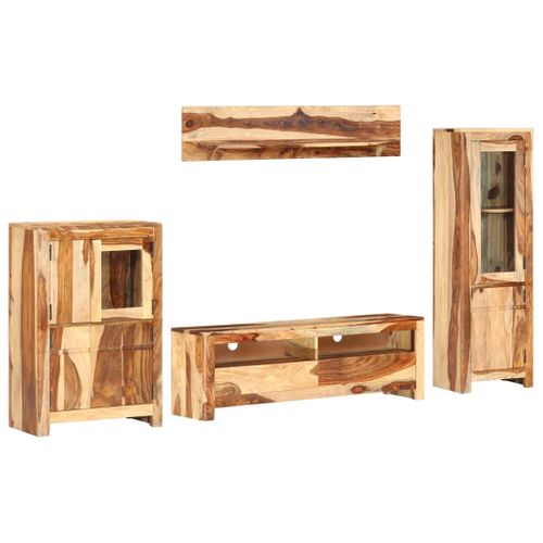 Ensemble De Meuble TV 4 PCs Bois Solide