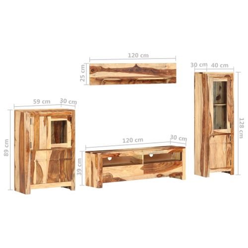 Ensemble De Meuble TV 4 PCs Bois Solide
